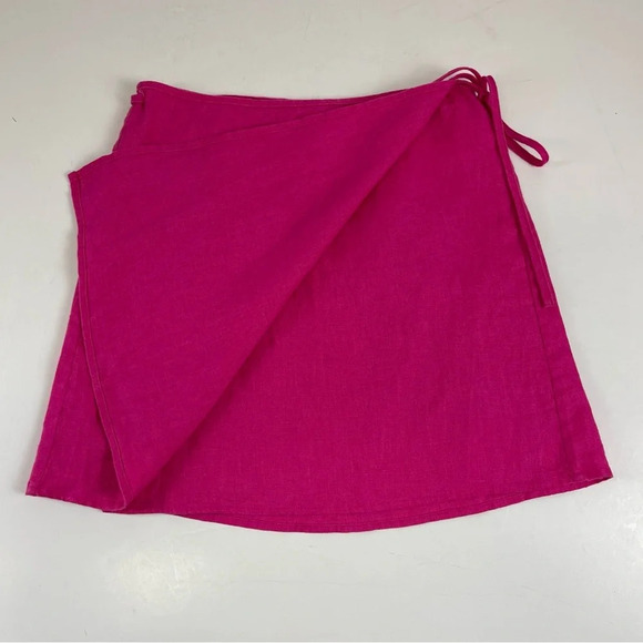 NEW Rails Mini Skirt Size XS Pink Raspberry Mateo Linen Wrap NWOT - Picture 3 of 11